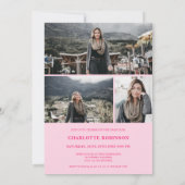 Script Retro Neon rosa Graduate Foto Abschluss Einladung (Rückseite)