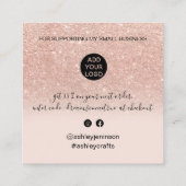 Script Rose Gold Glitzer ombre Ordnung danke Quadratische Visitenkarte (Rückseite)