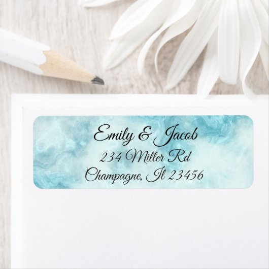 Script-Rücksendeadressen-Aufkleber mit blauer und (Insitu)