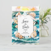 Script Rustic Beach Wedding Save The Date (Stehend Vorderseite)