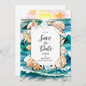 Script Rustic Beach Wedding Save The Date (Vorne/Hinten)