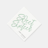 Script Sage Green 16 . Geburtstag Individuelle Nam Serviette (Ecke)