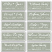 Script Sage Green Wedding Guest Address Labels (Vorderseite)