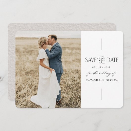 Script Save the Date Foto Card Minimale Hochzeit (Vorne/Hinten)
