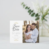 Script Save the Date Foto Wedding Elegant Postkarte (Stehend Vorderseite)