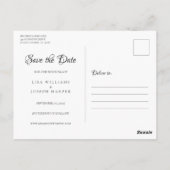 Script Save the Date Foto Wedding Elegant Postkarte (Rückseite)