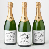 Script Save the date Sparkling Wine Label Schaumweinetikett (Flaschen)
