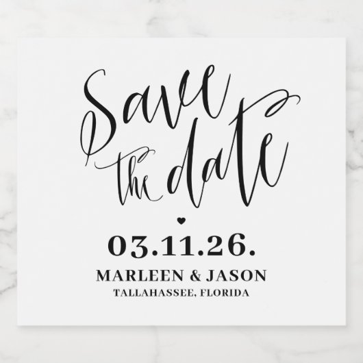 Script Save the date Sparkling Wine Label Schaumweinetikett (Einzelnes Label)