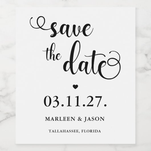 Script Save the Date Weinetikett (Einzelnes Label)