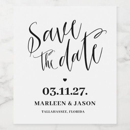 Script Save the Date Weinetikett (Einzelnes Label)