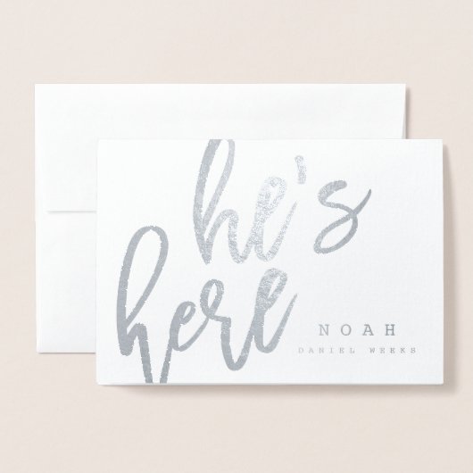 SCRIPT SCHRIFTART ER IST HIER GEBURTSKARTE. FOLIENKARTE (Vorderseite mit Umschlag)