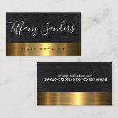 Script-Schriftart | Leder | Gold Metallic Visitenkarte (Vorne/Hinten)