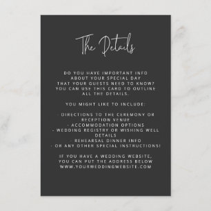 Script Schriftart Moderne Hochzeit Schwarz und Wei Begleitkarte