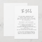 Script Schriftart Moderne Hochzeit Schwarz und Wei Begleitkarte (Vorne/Hinten)