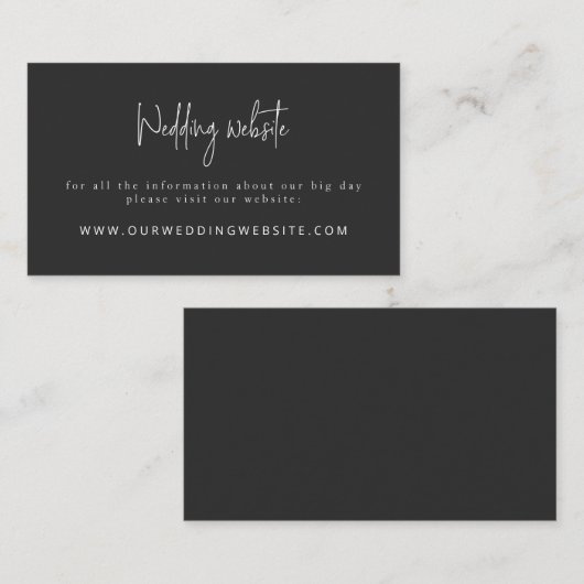 Script Schriftart Moderne Schwarz-Weiß-Hochzeitsse Begleitkarte (Vorne/Hinten)