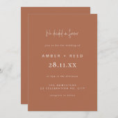 Script Schriftart Moderner Hochzeitkupferfarbblock Einladung (Vorne/Hinten)