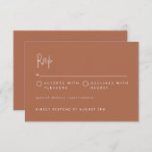 Script Schriftart Moderner Hochzeitkupferfarbblock RSVP Karte (Vorne/Hinten)