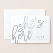 SCRIPT SCHRIFTART SHES HIER GEBURTSKARTE. FOLIENKARTE (Vorderseite mit Umschlag)