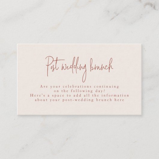 Script Schriftart Terracotta & Cream Post Wedunch  Begleitkarte (Vorderseite)