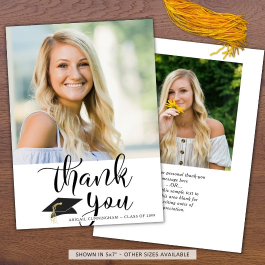 Script Schwarz-weiß 2 Foto Abschluss Vielen Dank Dankeskarte