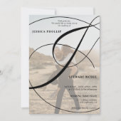 Script Schwarz-weiß 2 Foto Kalligraphie Hochzeit Einladung (Vorderseite)