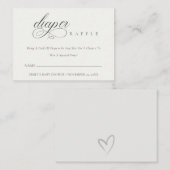 Script Schwarz-weiß Diaper Raffle Babydusche Begleitkarte (Vorne/Hinten)