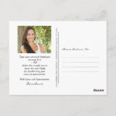 Script Schwarz-weiß Foto Abschluss Vielen Dank Postkarte (Rückseite)
