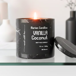 Script-Schwarz-Weiß-Personalisierte Kerze Quadratischer Aufkleber