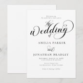 Script Schwarz-weiße Hochzeit Einladung (Vorne/Hinten)