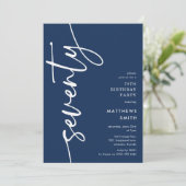 Script Seventy' 70th Birthday Einladung (Stehend Vorderseite)
