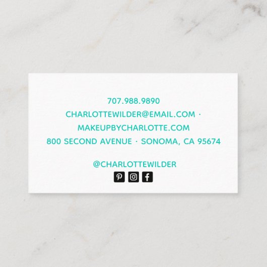 Script Signature Calligraphy Nail Salon Tech Blush Visitenkarte (Rückseite)