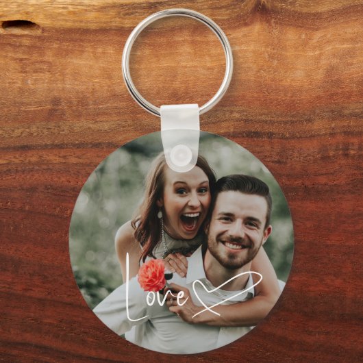 Script Signature Heart Foto Schlüsselanhänger (Rückseite)