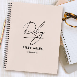 Script Signature Monogram Blush Pink Moderner Chic Notizblock