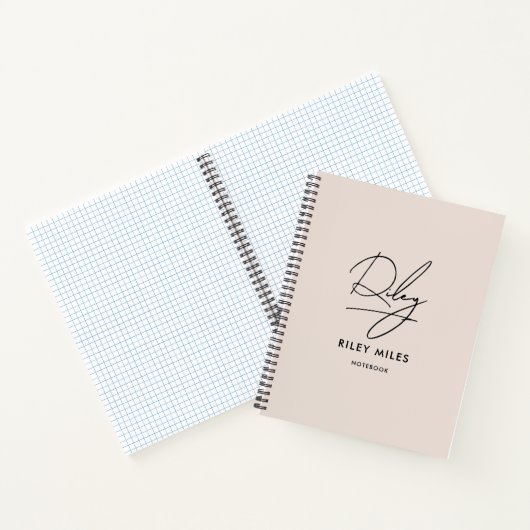 Script Signature Monogram Blush Pink Moderner Chic Notizblock (Innenseite)