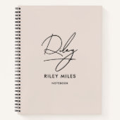 Script Signature Monogram Blush Pink Moderner Chic Notizblock (Vorderseite)