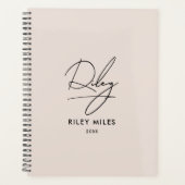 Script Signature Monogram Blush Pink Moderner Chic Planer (Vorderseite)