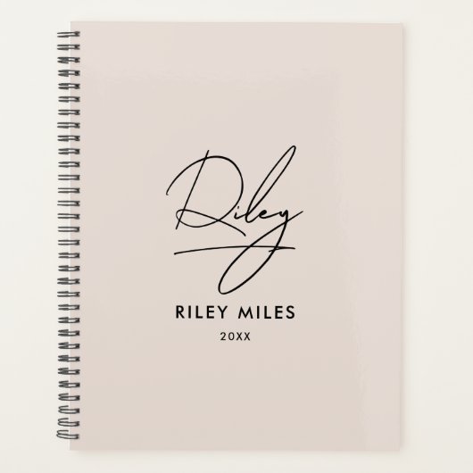 Script Signature Monogram Blush Pink Moderner Chic Planer (Vorderseite)