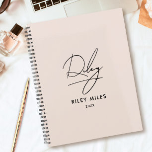 Script Signature Monogram Blush Pink Moderner Chic Planer