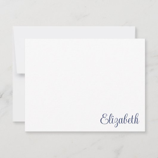 Script Signature Navy Blue Stationery Mitteilungskarte (Vorderseite)