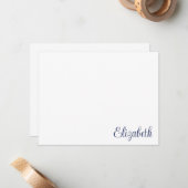 Script Signature Navy Blue Stationery Mitteilungskarte (Vorderseite/Rückseite Beispiel)