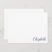 Script Signature Navy Blue Stationery Mitteilungskarte (Vorne/Hinten)