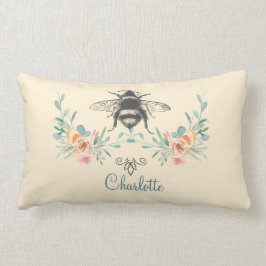 Script Signature Personalisiert Bee Floral Lendenkissen