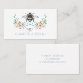 Script Signature Personalisiert Bee Floral Telefonnummerkarte (Vorne/Hinten)
