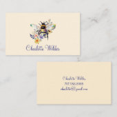 Script Signature Personalisiert Bee Floral Telefonnummerkarte (Vorne/Hinten)