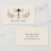 Script Signature Personalisiert Dragonfly Floral Telefonnummerkarte (Vorne/Hinten)