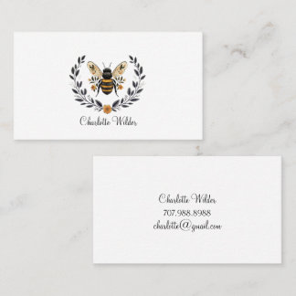 Script Signature Personalized Bee Floral  Telefonnummerkarte
