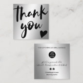 Script silbermetallicer Chic Ordnung danke Quadratische Visitenkarte (Vorne/Hinten)