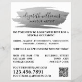 Script Silver Foil Pinselstrich Makeup Artist Flyer (Vorne)