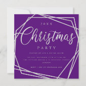 Script Silver Lila Glitzer Weihnachts-Party Einladung (Vorderseite)