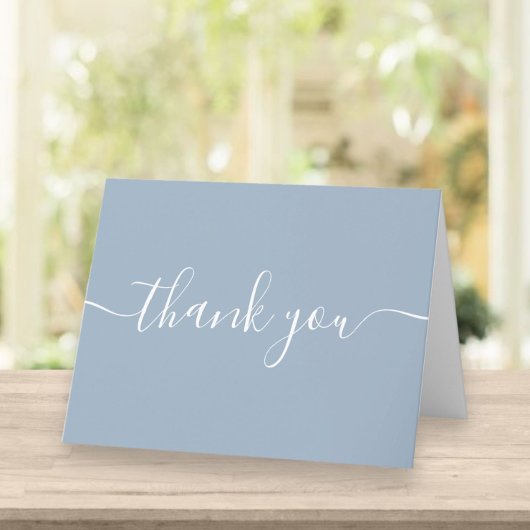 Script Simple Modern Elegant Dusty Blue Dankeskarte